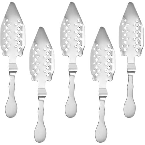 Cuchara Absenta 5 Piezas - Cuchara De Ajenjo - Utensilios De Acero Inoxidable Cuchara Amarga - Accesorios Para Fuente De Absenta | Para Hacer Absenta Con Azúcar Disuelto, 6,34x1,38 Pulgadas