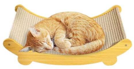 Lit et planche en sisal 2 en 1 à griffer, 50 x 32 cm, griffoir pour chat, lit à gratter pour chat, chaise en sisal pour chat, structure en bois, tapis à griffer, réutilisable