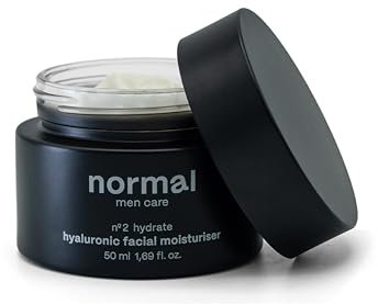 NORMAL MENCARE Crema Hidratante Facial para Hombre, con Acido Hialurónico, 50 ml, Fórmula Natural y Vegana, apta para Piel Sensible, Previene el envejecimiento, Mejora la textura de piel suave y firme