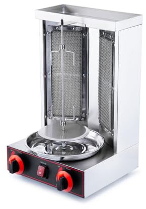 HAKKA Electric Shawarma Doner Kebab Machine, 360° Rotating Rotisserie Grill Commercial 2800W Vertical Stainless Steel Broiler Gyro Meat Roaster with Heating Plate