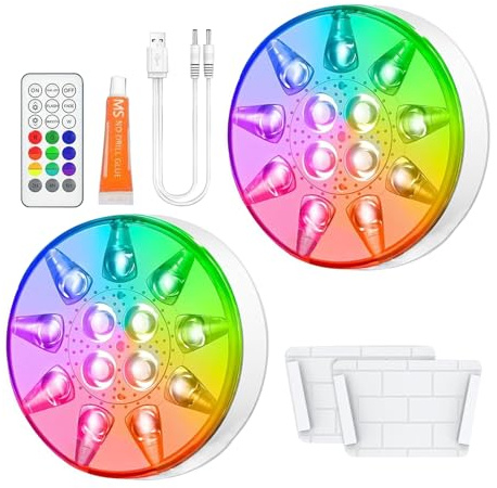 Iluminación De La Piscina Bajo El Agua - 13 Luces Piscinas Recargables Lichters Bajo El Agua Con Control Remoto | IP68 LED Water Waterpriendo Para La Decoración E Iluminación Del Acuario De Estanques