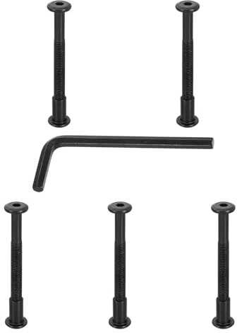 PATIKIL M8x80mm Male Hex Chicago Screws, 5Pcs Carbon Steel Metric Hex Drive Socket Cap Binding Post Screw Posts for Scrapbook Leather Belt Album Furniture, Black(Female 10x18mm)