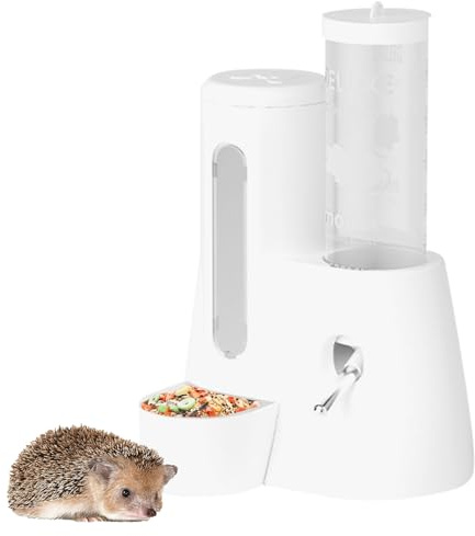 Small Animal Water Bottle with Food Bowl | Leak-Proof Water Dispenser for, Hamster, Guinea Pig, Hedgehog | Cage Feeder Accessory for Drinking and Feeding at Home or Travel