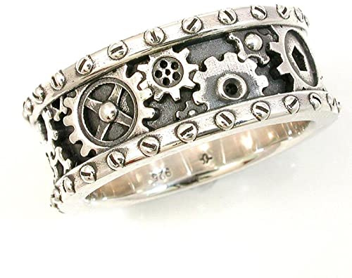 Damsmycken Herr Handgjorda kugghjul snidade fingerringar Herr/Kvinnor Antik Silverfärg Hiphop Punk Party Ring Personlighet Unisex Sc (F701 6) smycken