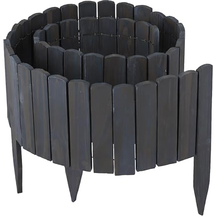 Relaxdays Borde para parterres Flexible de 200 cm, Altura Visible 25 cm, para Clavar en Madera, Color Antracita