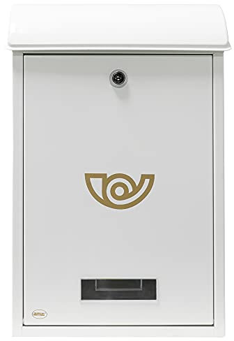 Amig - Buzón de Correo Exterior Modelo 2 - Diseño Elegante y Seguro - Fácil Instalación y Alta Durabilidad - Ideal para DIN A4 - Blanco - 40x25x10 cm - Metal