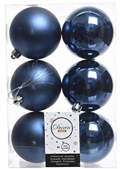 6 PALLINE DI NATALE BLU NOTTE 8CM ALBERO DI NATALE ADDOBBI DECORAZIONI
