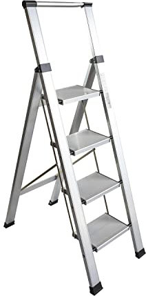 Homelux 710027 Escalera Domestica Plana, Aluminio, 4 Peldaños