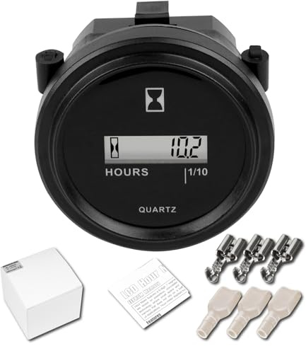 Jayron JR-HM005DC Snap in Timräknare Rund LCD Timräknare Quartz MourMeter DC 4,5-90V för Gaffelvagn Golfvagn Båt Traktor Generator Motorklippare