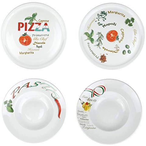 Retsch Arzberg '4er Set Pizza und Pasta' mit 2 Pizzateller und 2 Pastateller XXL Ø30cm (MIT Dekor)
