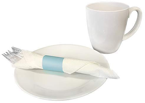 Raise Products Paper Napkin Bands Self Adhesive | Paper Napkin Rings Self-Adhering | Pre-Cut | Disposable | Safety Glue | Bond Paper | Pack of 2,000, 4.25” x 1.5”, Sky Blue