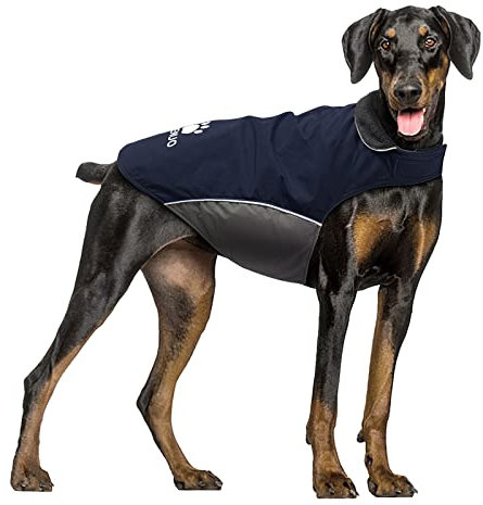 IREENUO Wasserdichter Hundemantel, Hundejacke Winter Winddichter Warmer Hunderegenmantel für Mittelgroße bis Große Hunde mit Sicheren Reflexstreifen und Verstellbarem Brustriemen (XL, Blue)