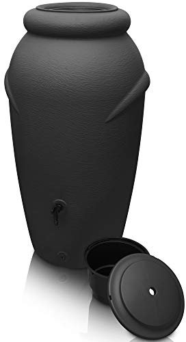 YourCasa Regentonne 210 Liter [Amphore Design] Regenfass Frostsicher aus Kunststoff - Regenwassertonne mit Wasserhahn - Regenwassertank Garten Regenwassersammler Wasserfass Wassertonne (Anthrazit)