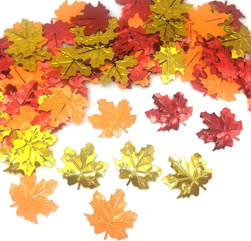 Fall Confetti, Thanksgiving Maple Leaf Confetti, 15g Foil Metallic Sequins Fall Decoration for Autumn Halloween Thanksgiving Christmas Party Supplies A11FYLPZX
