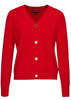EURKEA Women's V Neck 100% Cashmere Cardigan Sweater, Pullover Winter Top for Women, Gifts Ready, Red, Medium