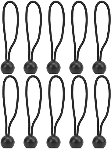 ANKROYU Lot de 10 Cordon Élastique à Boule, Clip Fixe de Tente, Boule de Cordon Élastique pour Tente, Cordons Élastiques à Boule pour Fixation de Bâches, Camping, Tentes, Pavillons, Bannières(Noir)