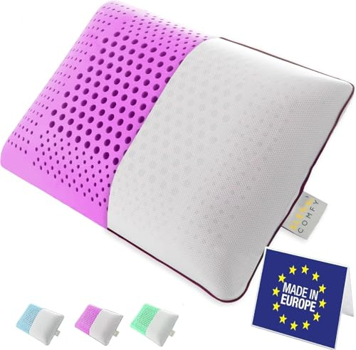 Sleep COMFY Lyxig lavendel aromaterapikudde med överdrag Visco Memory Foam kudde ergonomisk, ortopedisk nackkudde, sovkudde för personer som sover på ryggen, magen