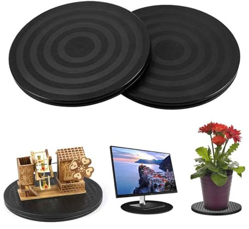 Drehscheibe Drehbarer Universal, 20 cm Rund Drehteller, Drehteller 360 Grad Drehplattform, Mehrzweck Drehbar Plattform mit Stahlkugellagern for Torten, Laptops, TV, Pflanzen, Handwerk (Schwarz)