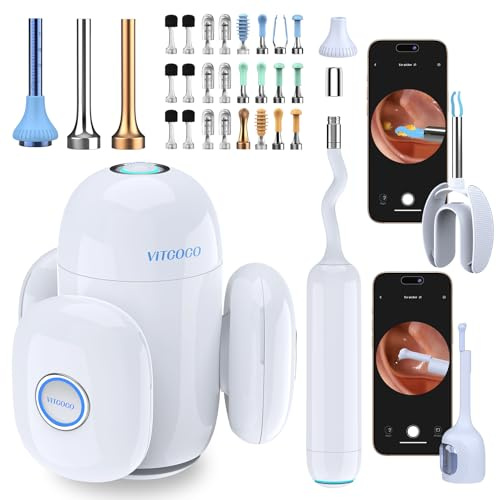 VITCOCO Otoscopio, CáMara de Limpieza de OíDos Wifi de 10 Millones de PíXeles, Limpia Oidos Cera Adultos Otoscopio Ip67, Limpiador de OíDos de 3,1 mm, con CáMara Para NiñOs, Adolescentes y Ancianos
