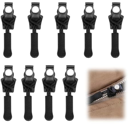 brileze 9 Pcs Zipper Replacement Zip Repair Kit Removable Zipper Pull Pullers Sliders Spare Zip Pull Repair Accessories for Clothes, Jeans, Luggage, Backpacks, Suitcases, Wallets, Black 3 Sizes