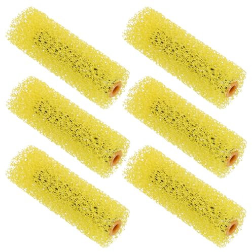 sourcing map Paint Roller Cover 4 Inch Length Big Texture Sponge House Painting Supplies for Household Wall Painting Treatment Yellow 6Pcs
