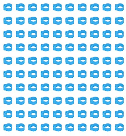 Keenso Bandas para Piernas Anillo Frío Duradero 100 Piezas 8 Mm para Suministros para Patas de Aves de Corral (Azul Claro)
