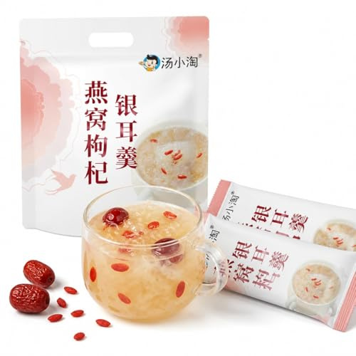 Soupe Instantanée Aux Champignons Blancs Baies De Goji Bird's Nest Avec Dattes Rouges Et Lait Soja En Poudre, 6 G X 50 Paquets, Bouillie Petit-déjeuner Facile Sans Cuisson