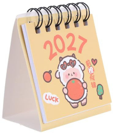 OUNONA Mini calendrier de bureau 2026-2027, calendrier à rabat sur pied, reliure spirale double, de juillet à décembre, idéal pour l'école à la maison, le bureau et un usage quotidien,