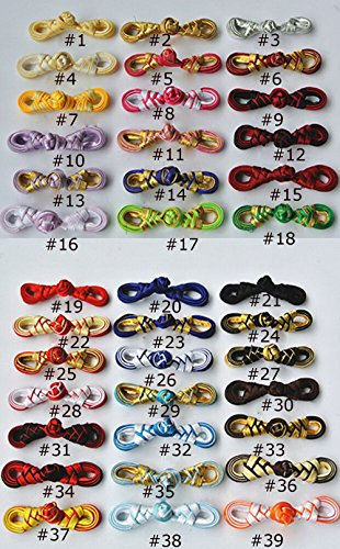 Lyracces Sewing Fasteners Knotting Pipa Fabric Satin Chinese Decorative Knots Cheongsam Frogging Button 10pair (Lilac White #16)