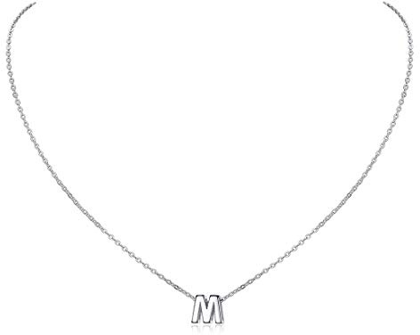 ChicSilver Collar Inicial M Colgante Letra Plata De Ley 925 Mujer Alfabeto Oro Blanco Joyería Delicada De Moda