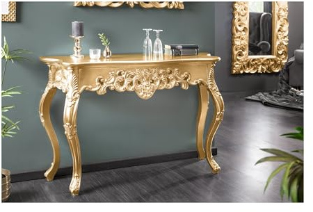 Guldkonsol, handgjorda ornament och ornament, skänk, antik finish, lyxig, barock, rokoco, hylla 112 cm