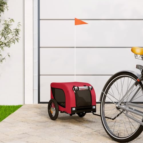 ZEYUAN Remolque de Bicicleta para Perros Hierro Tela Oxford Rojo Negro, Remolque Bici Perro, Remolque Bicicleta De Carga - 93992