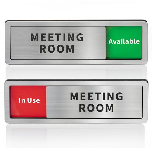 Meeting Room Sliding Door Signs Do Not Disturb, In Use/Available Slider Sign for Home Office Conference Vacant Occupied Privacy Slide Door Sign，Brushed Silver