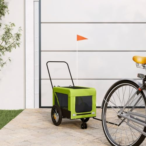 CIADAZ Pet Bike Trailer Green and Black Oxford Fabric and Iron, Dog Bike Trailer, Dog Pushchairs For Small Dogs, Bicycle Towing, Dog Stroller, Dog Disabled Scooter, Bicycle Trailer For Dogs93934