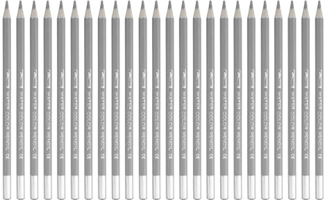 PATIKIL Lápiz acuarelable, 24 piezas de lápices solubles en agua para mezclar, colorear, dibujar bocetos, pintar, color plata