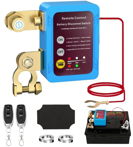 SGZIOO Trådlös fjärrstyrd bilomkopplare, batteriseparator 12 V 240 A, batteridetränare 12 V, batteri dödsbrytare stöldskydd, automatisk avstängningsbrytare för bil, båt