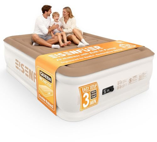Air Mattress Queen with Built-in Pump – 18 Raised Inflatable Mattress with High-Speed Pump, Durable Blow Up Mattress, colchón inflable, Carry Bag, Comfy Air Bed Perfect for Guests, Glamping, Moving