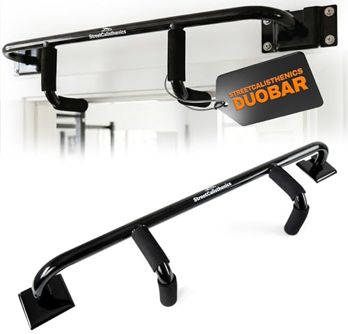 StreetCalisthenics DuoBar Klimmzugstange [Wandmontage Abnehmbar] Calisthenics Equipment Homegym für Zuhause Pull up Bar Liegestützstange Schwarz
