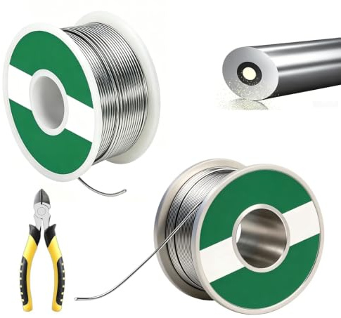 2 Bobines de Soudure Etain Sans, 68g, Fil 1mm à Noyau de Colophane Avec Pince Coupante, Ce Fil de Soudure Convient Aux Réparations Électroniques, Soudage Industriel et Projets DIY