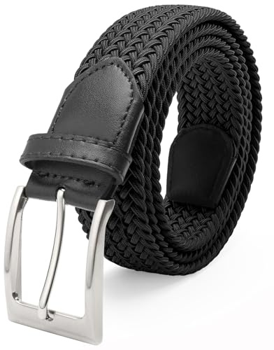 Fairwin Cintura Uomo, Cintura Elastica Intrecciata per Uomo, Confortevole in Tessuto Elastico Stretch (Nero, XXL: 135cm (vita 110-120cm/45-48))