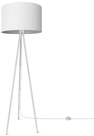 Paco Home Lámpara De Pie Salón Dormitorio Lámpara De Pie Trípode Uni Pantalla De Tela LED Redonda Moderna E27 Unicolor