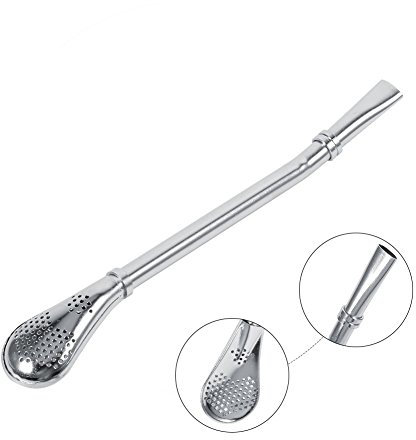 Paglia Filtrante in Acciaio Inossidabile, Affidabile Acciaio inossidabile Yerba Mate Tè Zucca Bombilla Cannuccia Cucchiaio filtrato Argento per frullato Cocktail Bevande calde