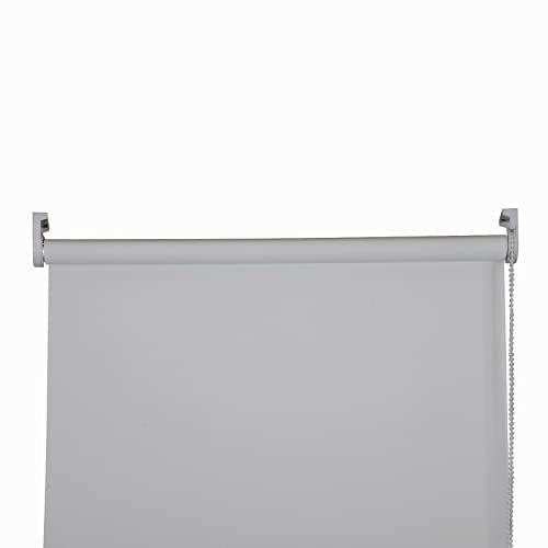 Thermal Insulated Blackout Fabric Roller Blinds, Easy Fit Room Darkening Shades Fittings Included Light Grey (Width 180cm x Length 165cm, Blackout, Grey) (BK004)