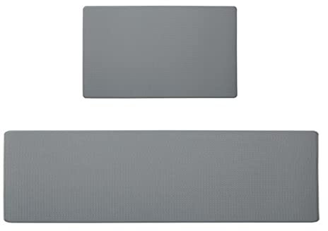 LIYGHFRTIO Teppich Läufer Flur rutschfest Waschbar Küchenläufer Leder Badematten Webart Muster Fußmatte für Flur Küche Brücke Wohnzimmer Schlafzimmer(Color:grau)