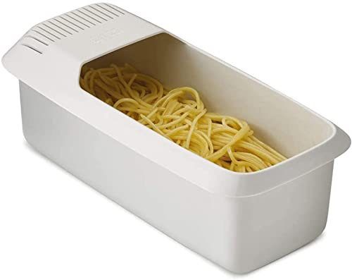 JINGLING - Ciotola per cuocere spaghetti nel microonde, con colino, utensile da cucina, cuocitore a vapore resistente al calore, adatto per dormitori, piccole cucine e uffici, 29 × 14 × 11 cm