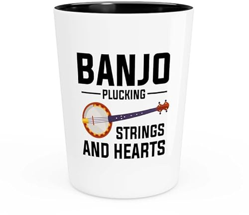 Banjo Shot Glass 1.5oz - Banjo plucking strings - Music Lovers Musician Banjo Country Music Playing Instrument