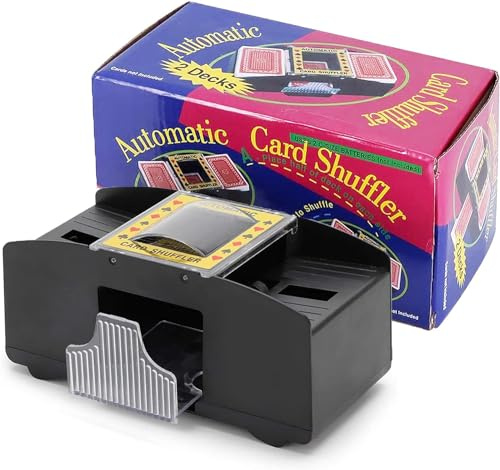 B4E Automatic Card Shuffler Machine | 2 Decks Playing Card Shuffling Machine | Battery Operated Tool for UNO, Texas Hold'em, Home Card Games, Blackjack, Electric Casino Poker