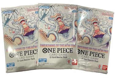 One Piece - Awakening of The New Era - Booster Pack OP05 - Englisch - OVP (Originalverpackt) + Heartforcards® Versandschutz (3 Booster Packs)