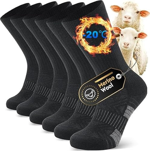 Ruixue Merino Wandersocken Herren Damen 3 Paar Atmungsaktiv Outdoor Trekkingsocken, Sportsocken, Arbeitssocken, Laufsocken, Anti-Rutsch & Anti-Blasen für Wanderungen, Sport & Alltag