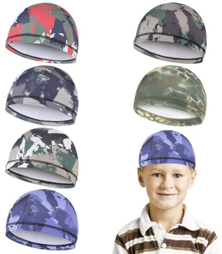 Besforta 6 Pieces Cooling Skull Caps for Kids Youth Cycling Skull Cap for Helmet Liner Football Sports Wicking Cap Running Hat
